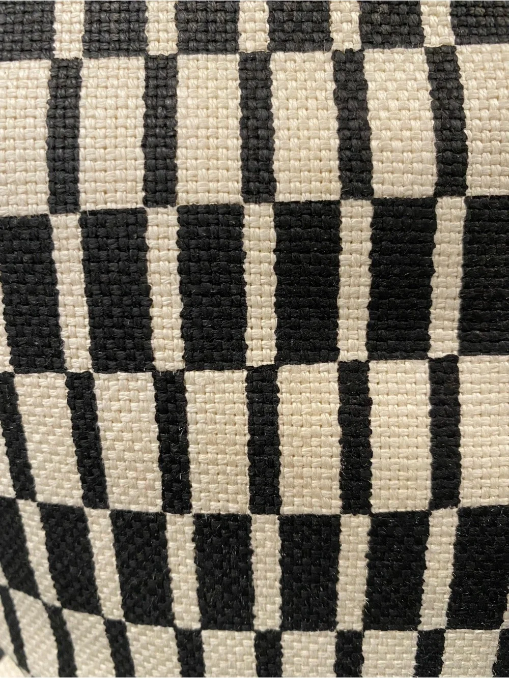 Spartina 449 Black & Cream Woven Check Tote with Tassels Linen/Leather